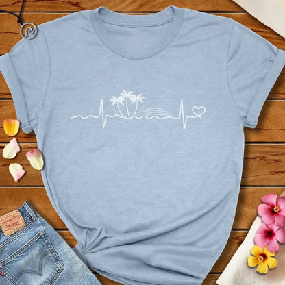 Tropical Heartbeat Tee Heather Prism Blue by Salty By Choice® We love the beach ocean and anything around water.