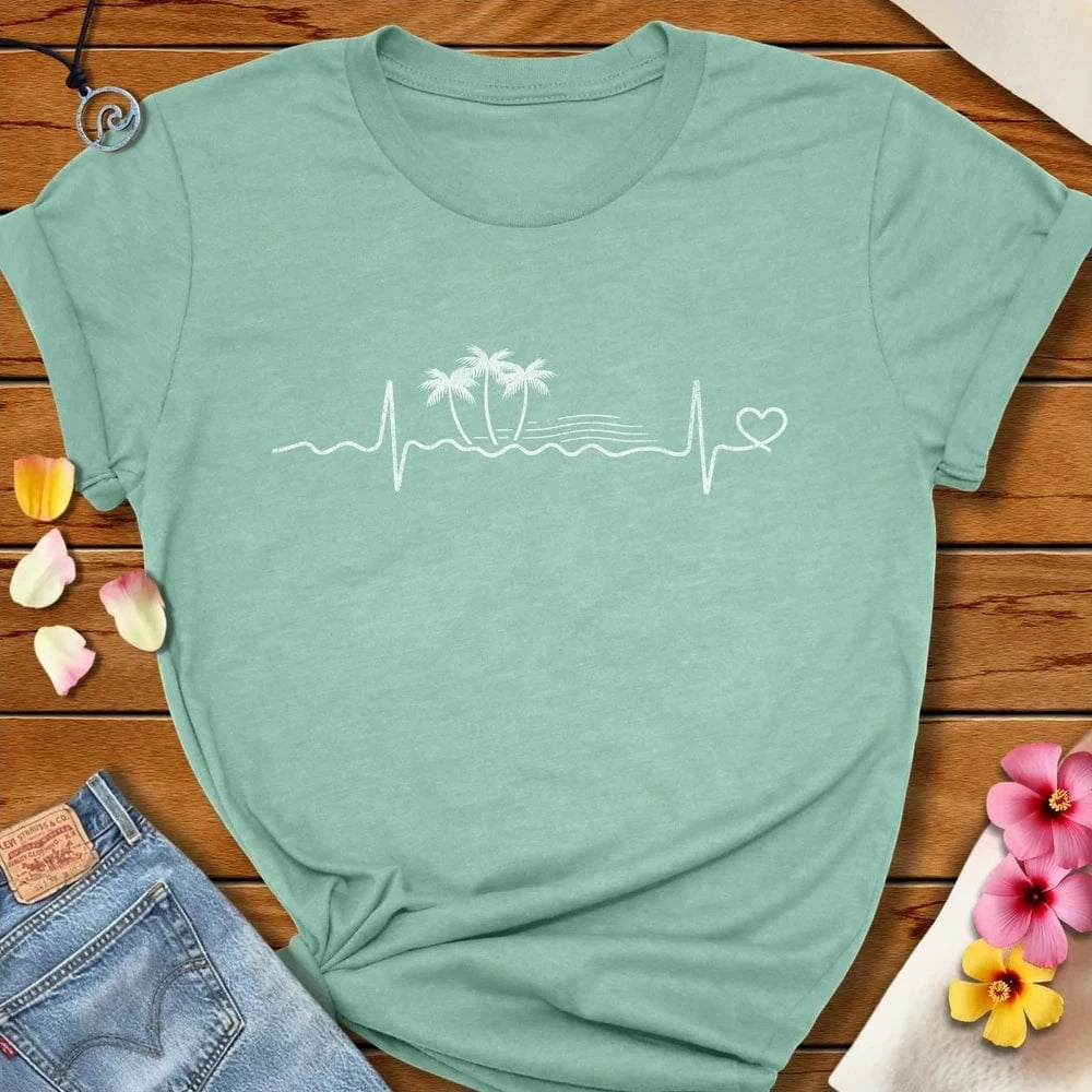 Tropical Heartbeat Tee Heather Prism Dusty Blue by Salty By Choice® We love the beach ocean and anything around water.