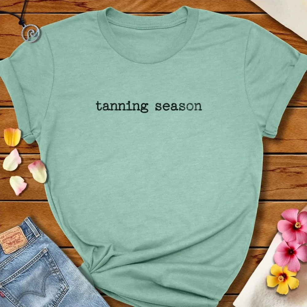 Tanning Season Tee Heather Prism Dusty Blue by Salty By Choice® We love the beach ocean and anything around water.