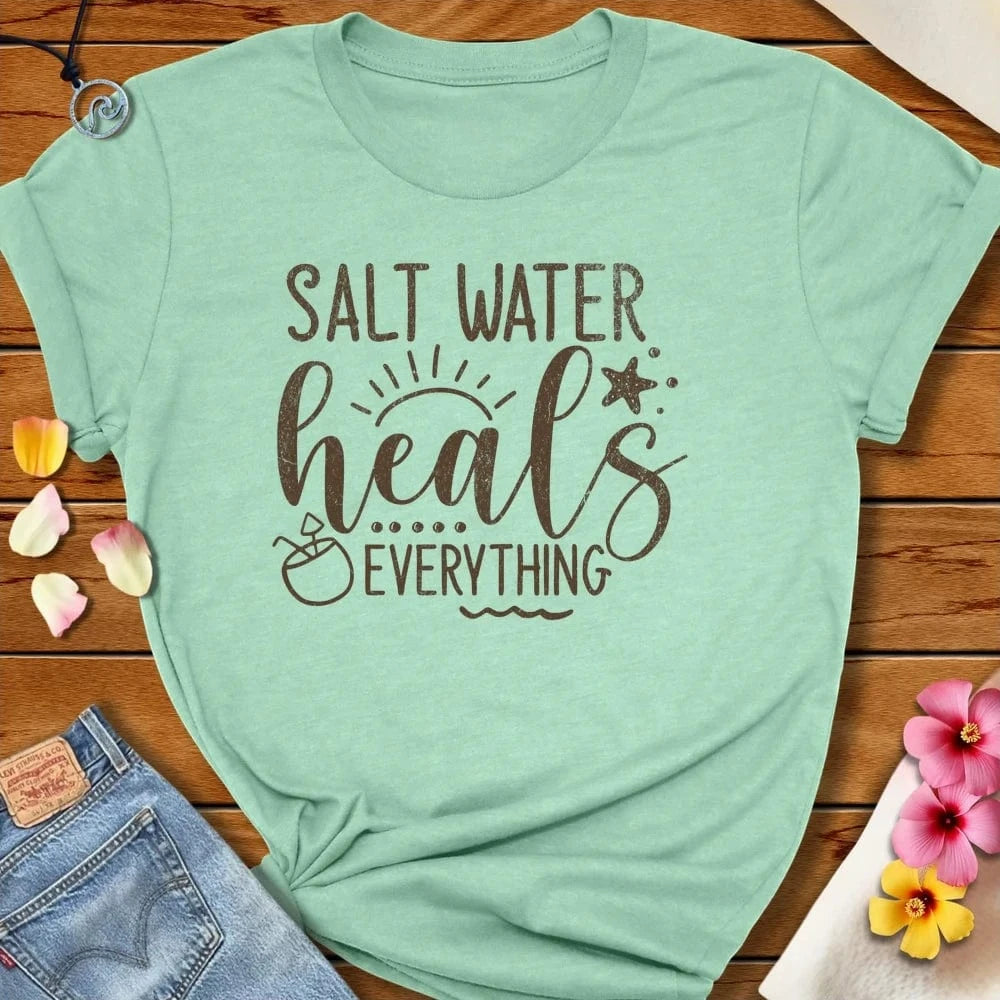Salt Heals Tee Heather Prism Mint by Salty By Choice® We love the beach ocean and anything around water.