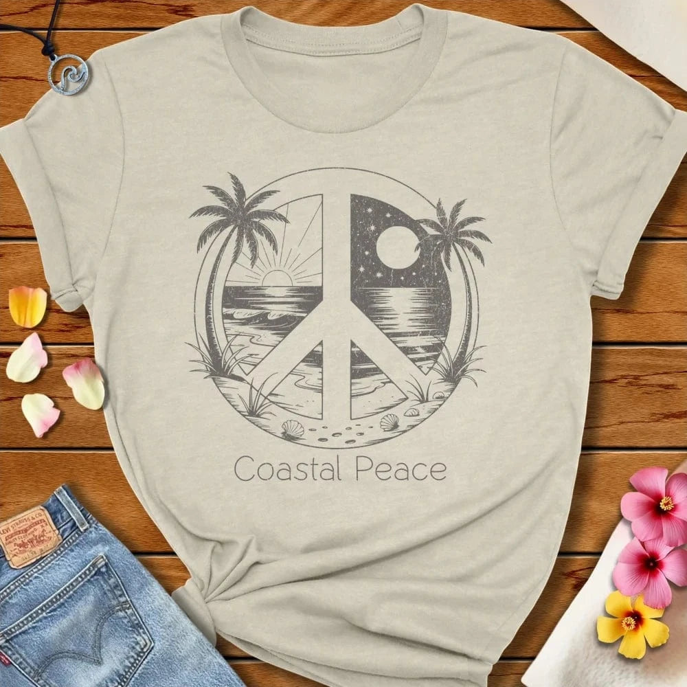Coastal Peace Tee Heather Prism Natural by Salty By Choice® We love the beach ocean and anything around water.