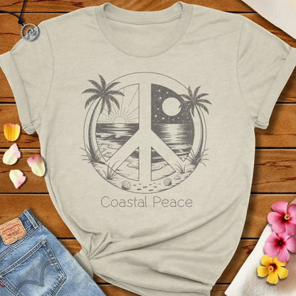 Coastal Peace Tee Heather Prism Natural by Salty By Choice® We love the beach ocean and anything around water.