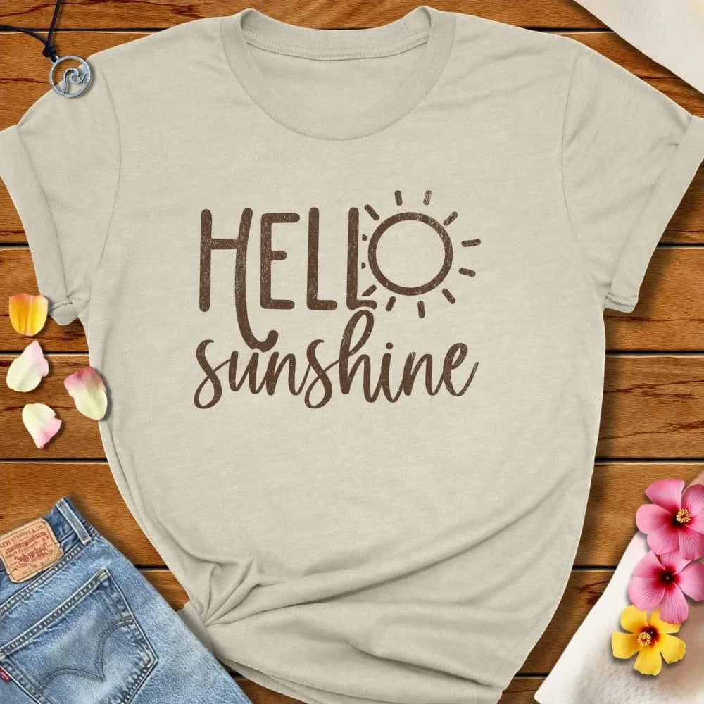 Hello Sunshine Tee Heather Prism Natural by Salty By Choice® We love the beach ocean and anything around water.
