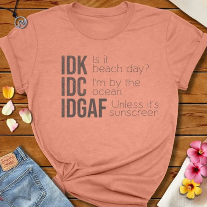 Idk Tee Heather Prism Sunset by Salty By Choice® We love the beach ocean and anything around water.