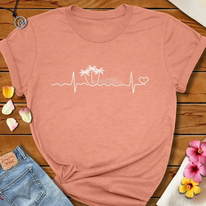 Tropical Heartbeat Tee Heather Prism Sunset by Salty By Choice® We love the beach ocean and anything around water.