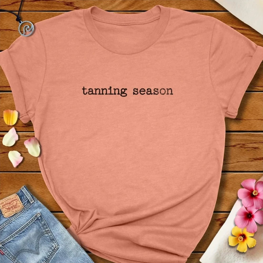 Tanning Season Tee Heather Prism Sunset by Salty By Choice® We love the beach ocean and anything around water.