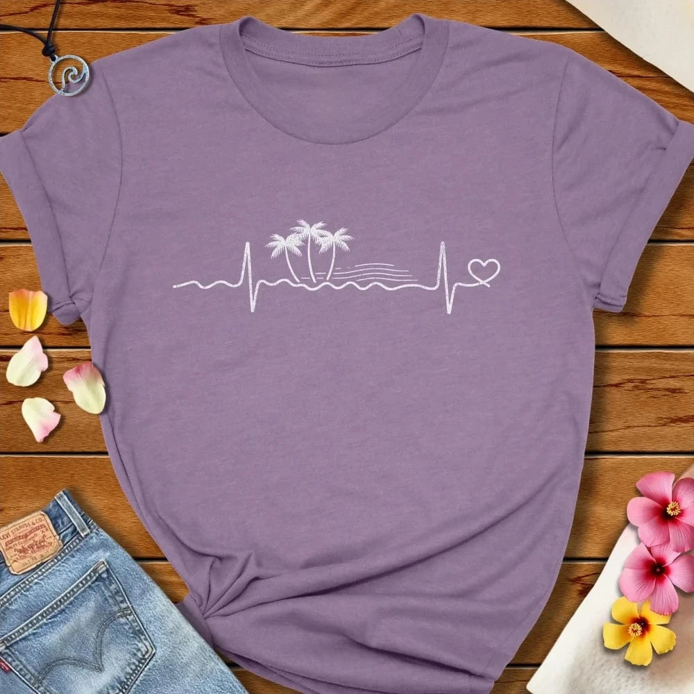 Tropical Heartbeat Tee Heather Purple by Salty By Choice® We love the beach ocean and anything around water.