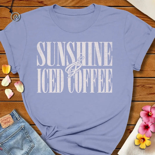 Sunshine and Iced Coffee Tee Lavender Blue by Salty By Choice® We love the beach ocean and anything around water.