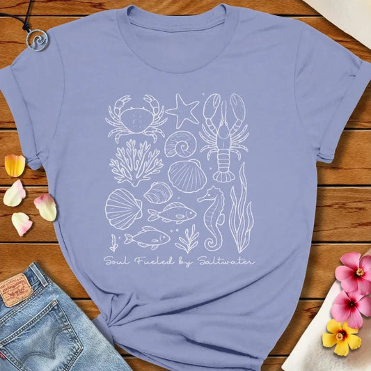 Saltwater Fuel Tee Lavender Blue by Salty By Choice® We love the beach ocean and anything around water.