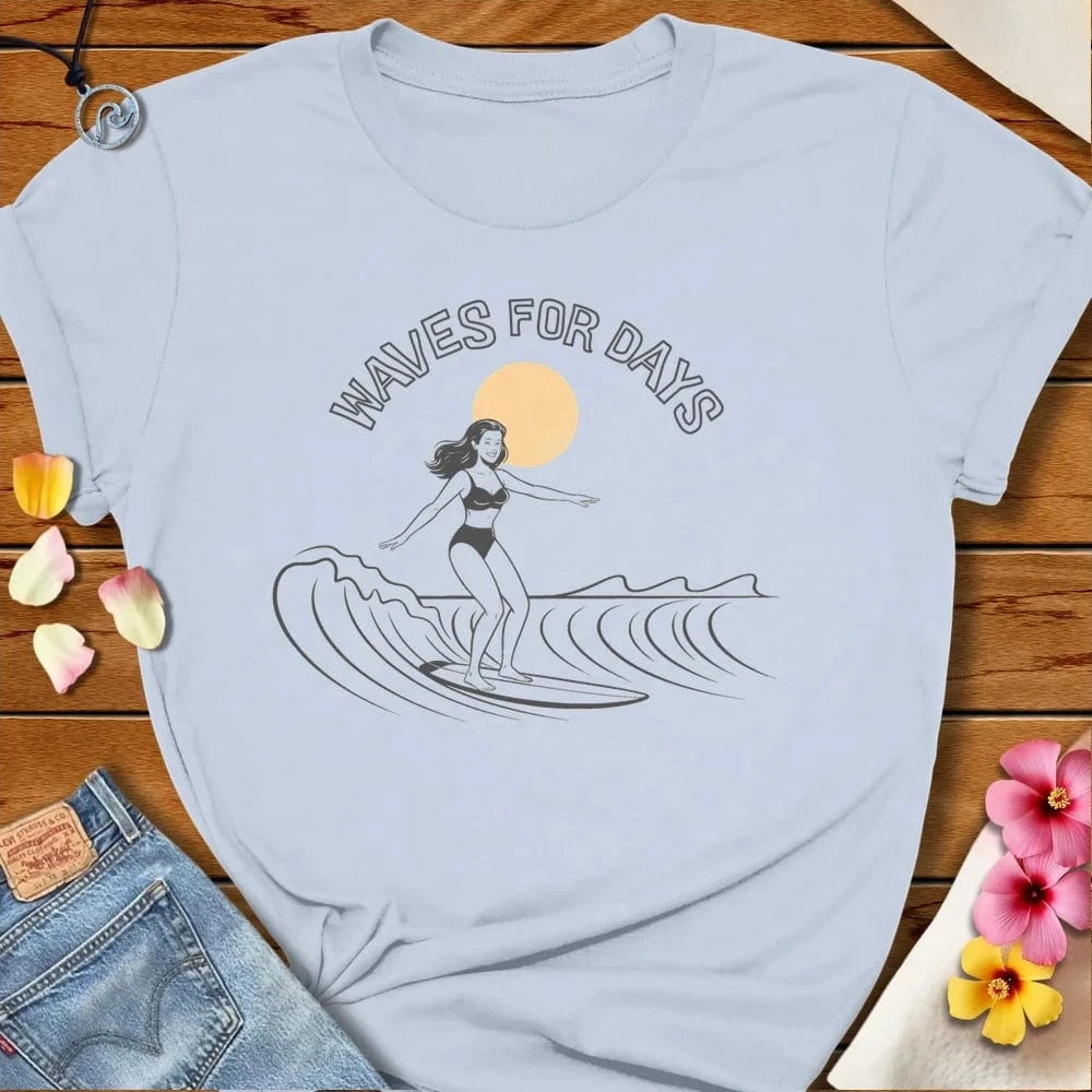 Waves For Days Tee Light Blue by Salty By Choice® We love the beach ocean and anything around water.