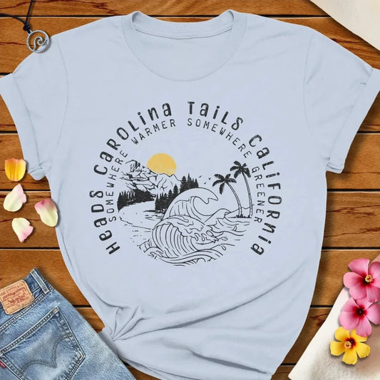 Tails California Tee Light Blue by Salty By Choice® We love the beach ocean and anything around water.