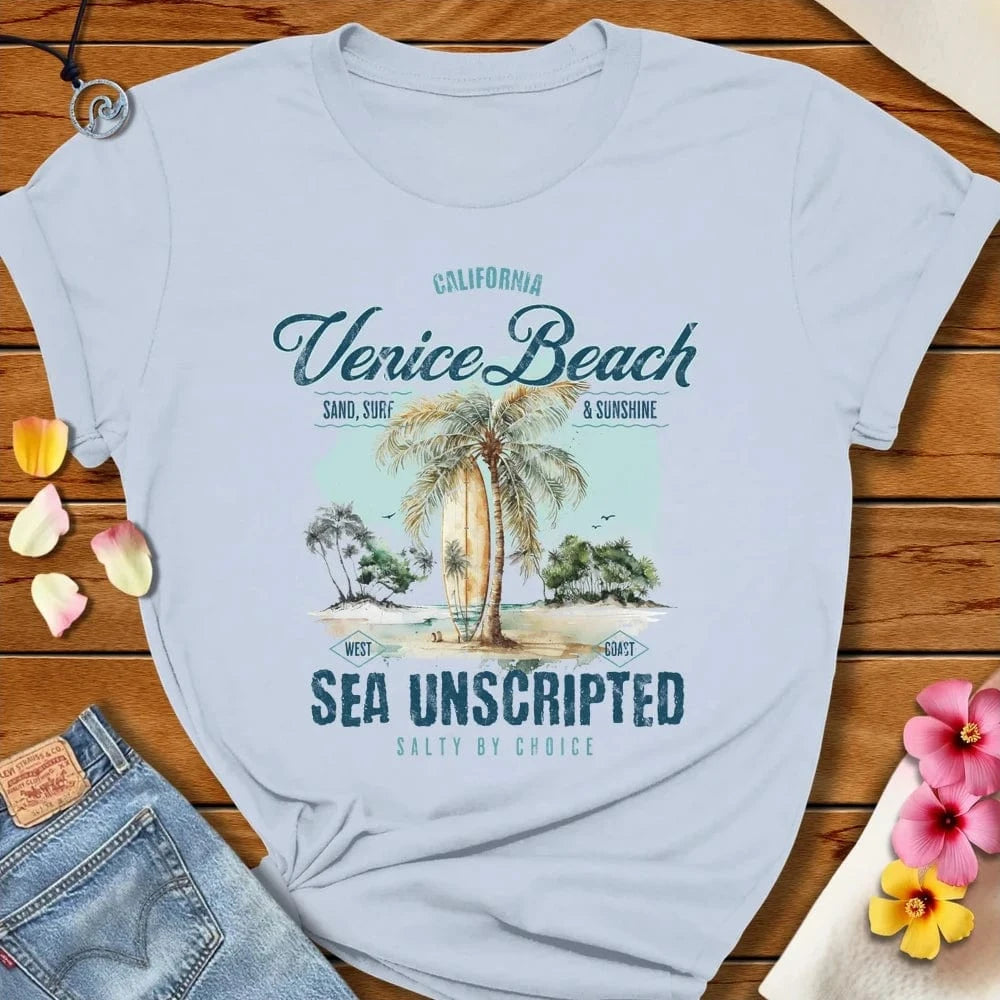 Venice Beach Tee Light Blue by Salty By Choice® We love the beach ocean and anything around water.