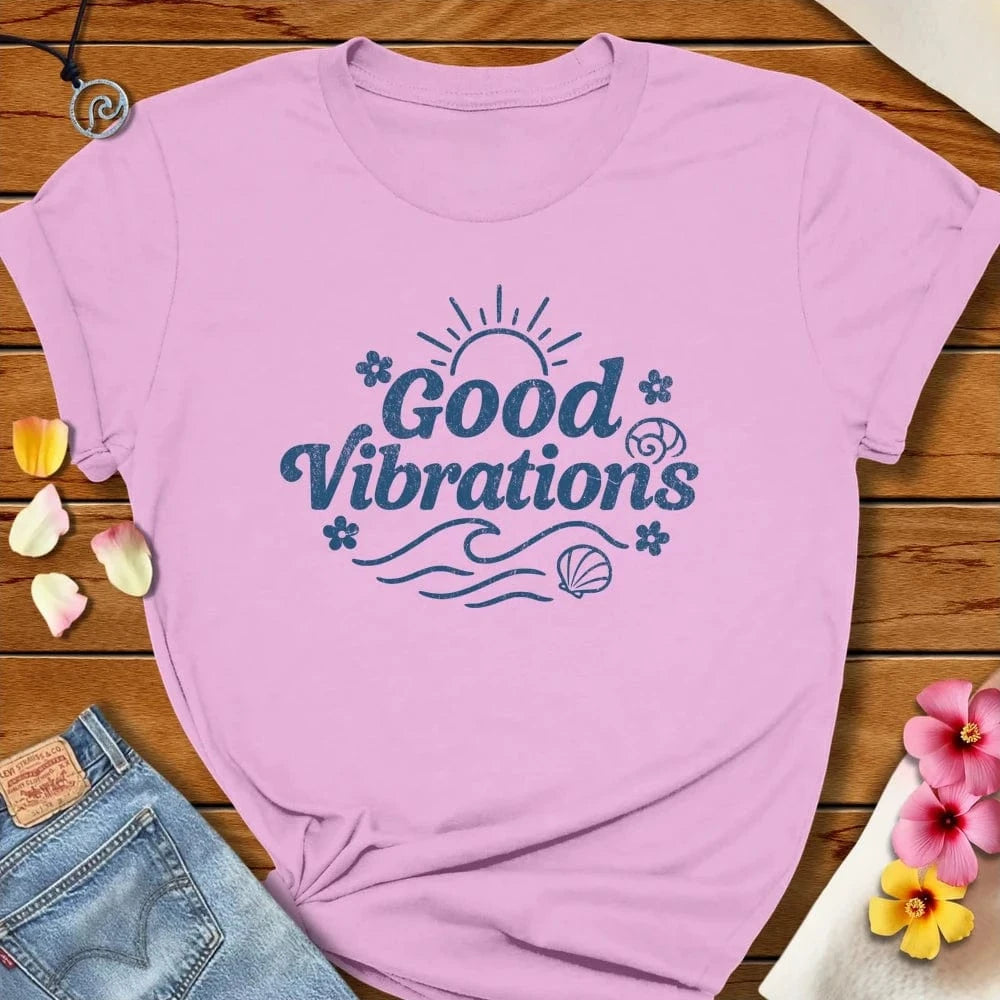 Good Vibrations Tee Lilac by Salty By Choice® We love the beach ocean and anything around water.