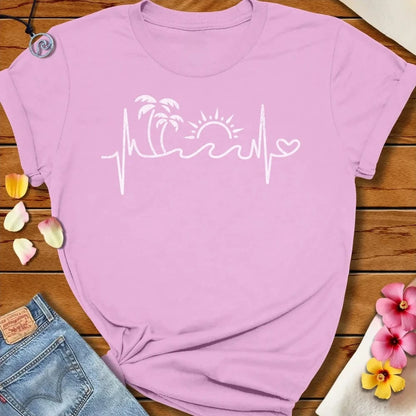 Tropical Heartbeat White Tee - Lilac