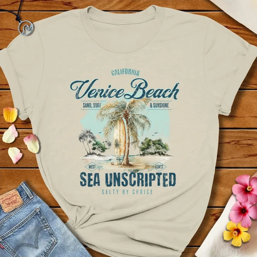 Venice Beach Tee Natural by Salty By Choice® We love the beach ocean and anything around water.