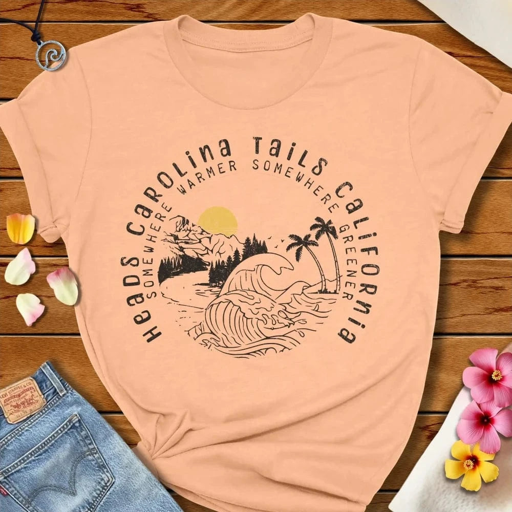 Tails California Tee Peach by Salty By Choice® We love the beach ocean and anything around water.