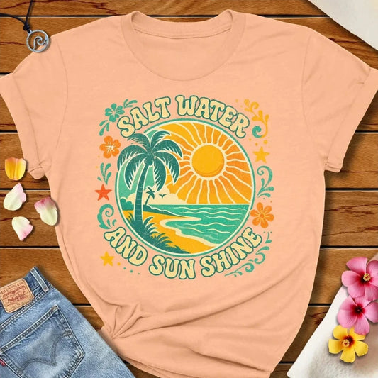 Salt And Sun Tee Peach by Salty By Choice® We love the beach ocean and anything around water.