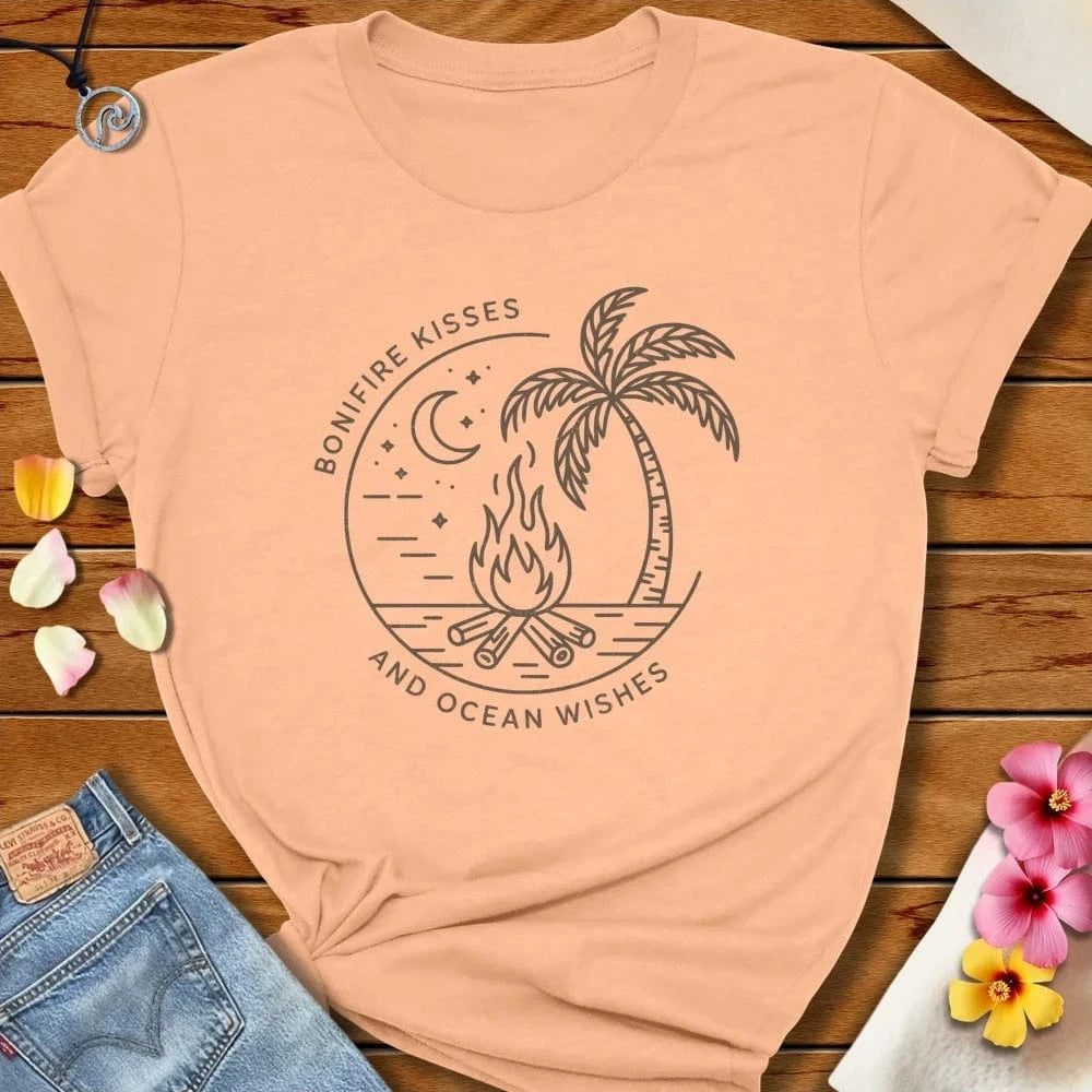 Bonfire Kisses Tee Peach by Salty By Choice® We love the beach ocean and anything around water.