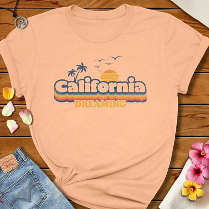 California Dreaming Tee Peach by Salty By Choice® We love the beach ocean and anything around water.