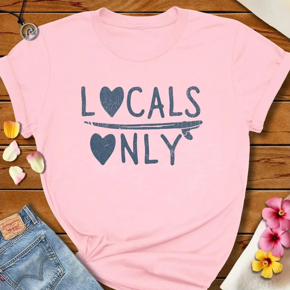 Locals Only Love Tee Soft Pink by Salty By Choice® We love the beach ocean and anything around water.