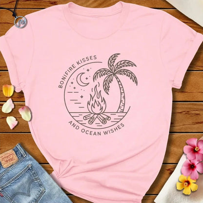 Bonfire Kisses Tee Soft Pink by Salty By Choice® We love the beach ocean and anything around water.