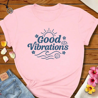 Good Vibrations Tee Soft Pink by Salty By Choice® We love the beach ocean and anything around water.