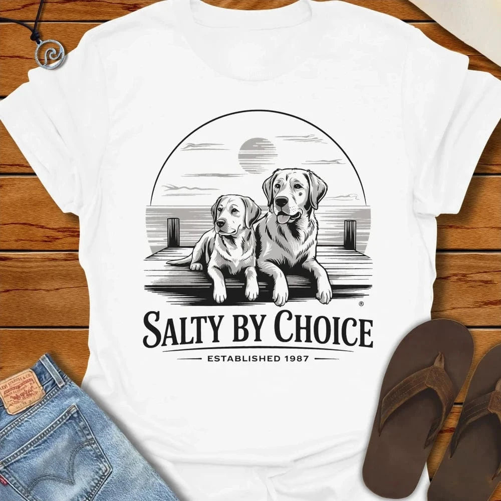 Salty Dogs Tee White by Salty By Choice® We love the beach ocean and anything around water.