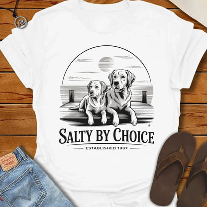 Salty Dogs Tee White by Salty By Choice® We love the beach ocean and anything around water.