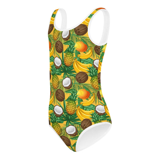 fruit birthday outfi,baby bathing suit,baby rash guard,baby swimsuit,girls monokini,girls rashguard,girls swimsuit,girls swimwear,long sleeve swimsuit,toddler bathing suit,toddler swimwear,tropical fruit,tutti fruity