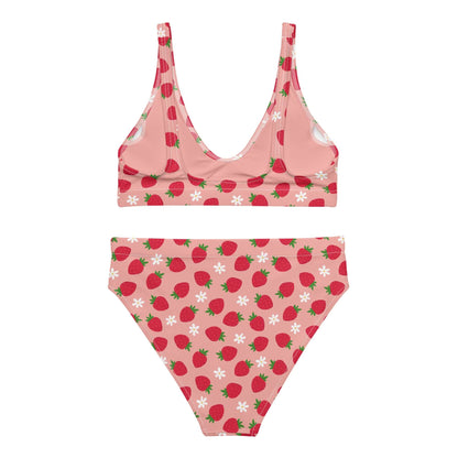 Strawberries and Daisies High-waisted Bikini