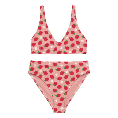 Strawberries and Daisies High-waisted Bikini