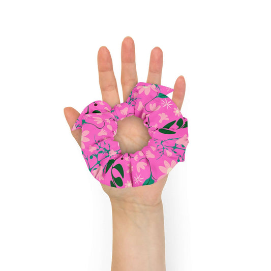 Trendy Botanical Pink Scrunchie from