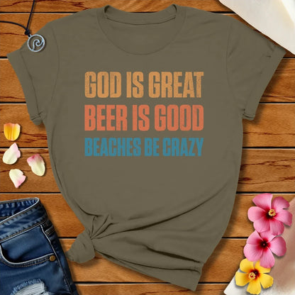 Beaches Be Crazy Tee Army by Salty By Choice™ We love ocean apparel