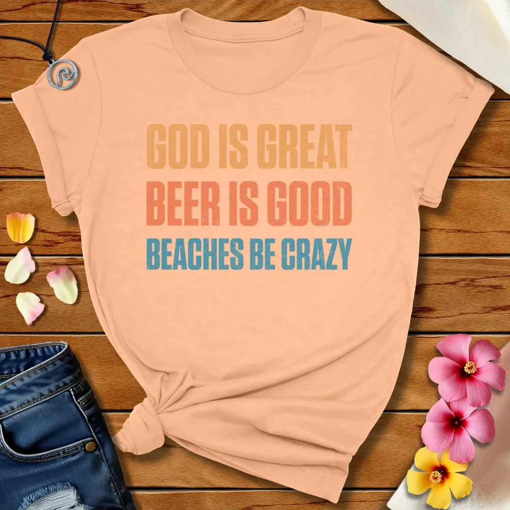 Beaches Be Crazy Tee Peach by Salty By Choice™ We love ocean apparel