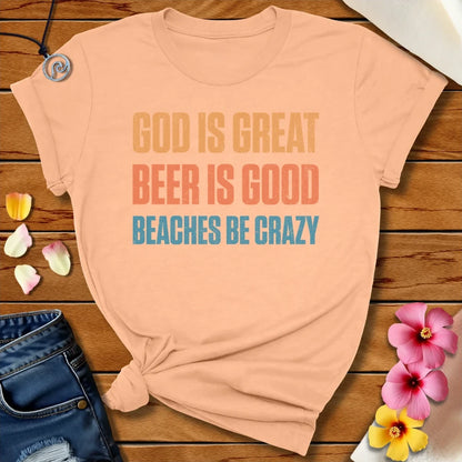Beaches Be Crazy Tee Peach by Salty By Choice™ We love ocean apparel