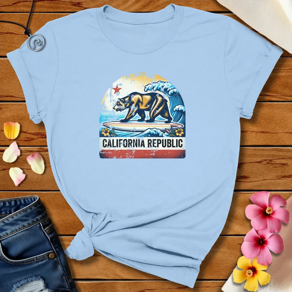 California Bear Tee Baby Blue by Salty By Choice™ We love ocean apparel