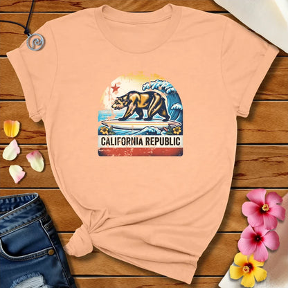 California Bear Tee Peach by Salty By Choice™ We love ocean apparel
