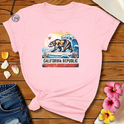 California Bear Tee Soft Pink by Salty By Choice™ We love ocean apparel
