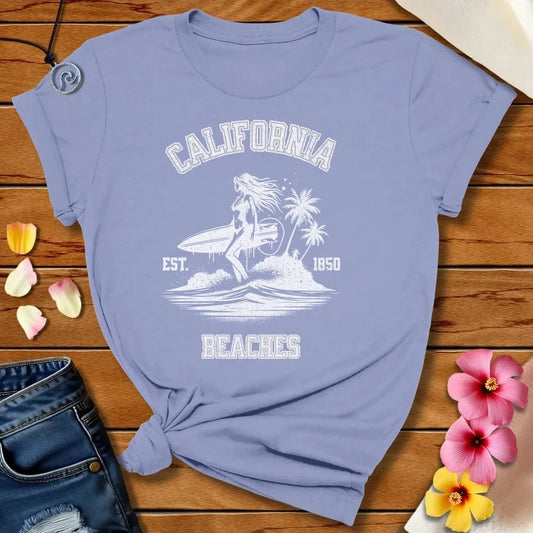 California Beaches Tee Lavender Blue by Salty By Choice® We love the beach ocean and anything around water.