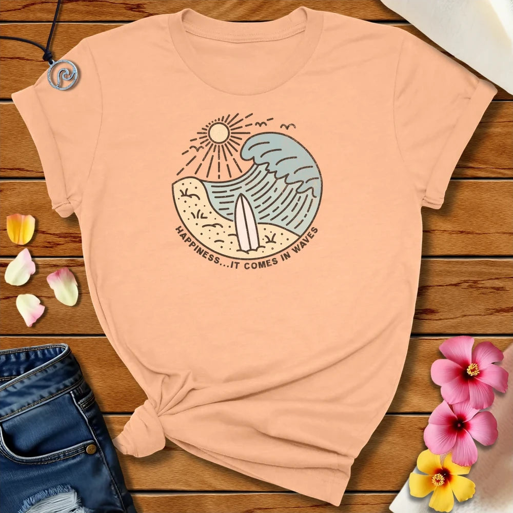 Happiness Wave Tee Peach by Salty By Choice™ We love ocean apparel
