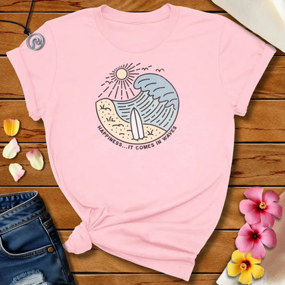 Happiness Wave Tee Soft Pink by Salty By Choice™ We love ocean apparel