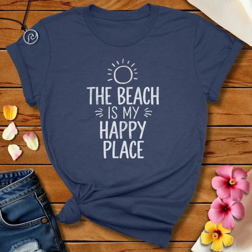 Happy Place Tee Heather Navy by Salty By Choice® We love the beach ocean and anything around water.