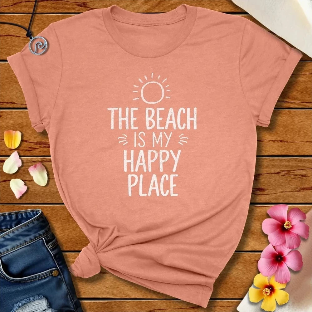 Happy Place Tee Heather Prism Sunset by Salty By Choice® We love the beach ocean and anything around water.