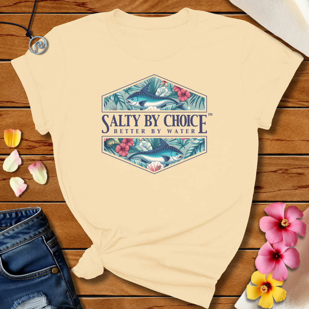 Hibiscus And Mahi Tee Soft Cream by Salty By Choice™ We love ocean apparel