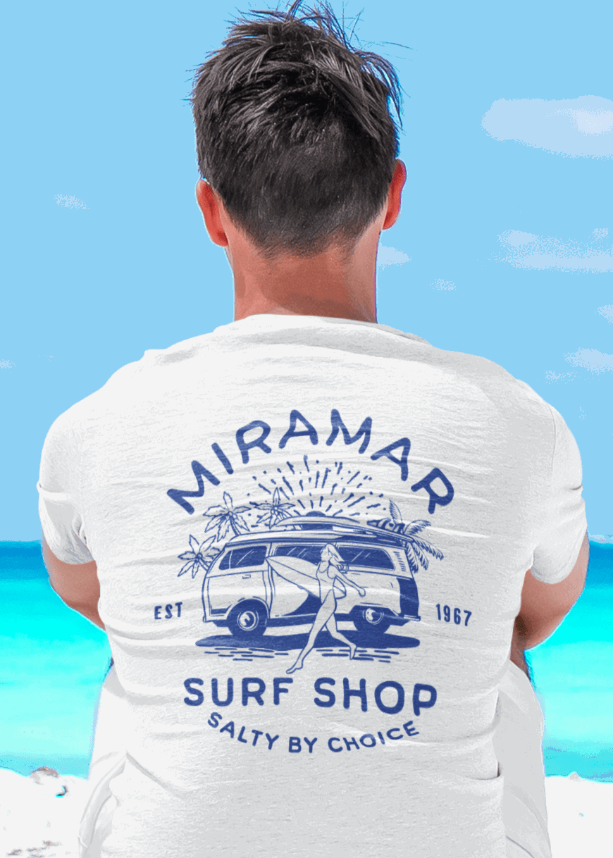 Girl and Her Van Miramar Surf Shop Unisex Tee from Miramar Surf Shop