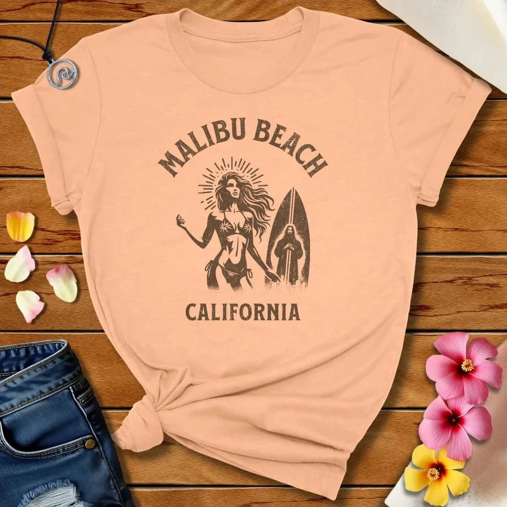 Malibu Beach Tee Heather Peach by Salty By Choice® We love the beach ocean and anything around water.