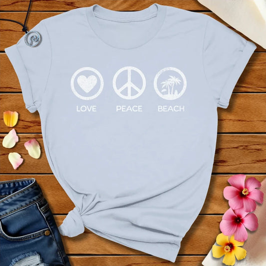 Peace Love Beach Tee Light Blue by Salty By Choice™ We love the ocean and Christian apparel