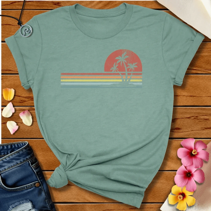 Retro Palm Tee Heather Prism Dusty Blue by Salty By Choice® We love the beach ocean and anything around water.