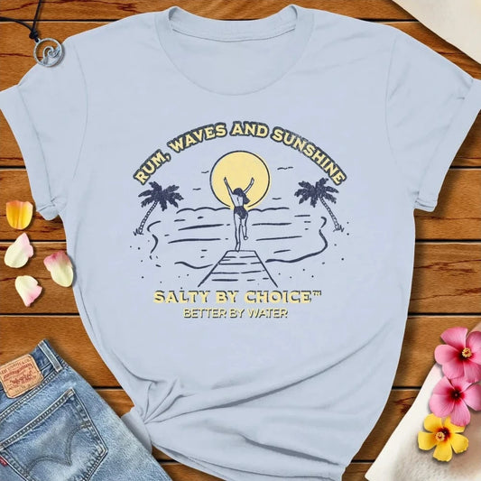 Rum Waves Tee Light Blue by Salty By Choice® We love the beach ocean and anything around water.