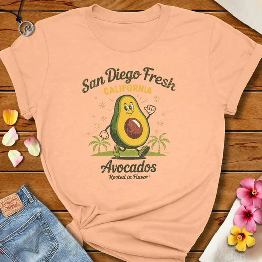 San Diego Avocado Tee Peach by Salty By Choice® We love the beach ocean and anything around water.